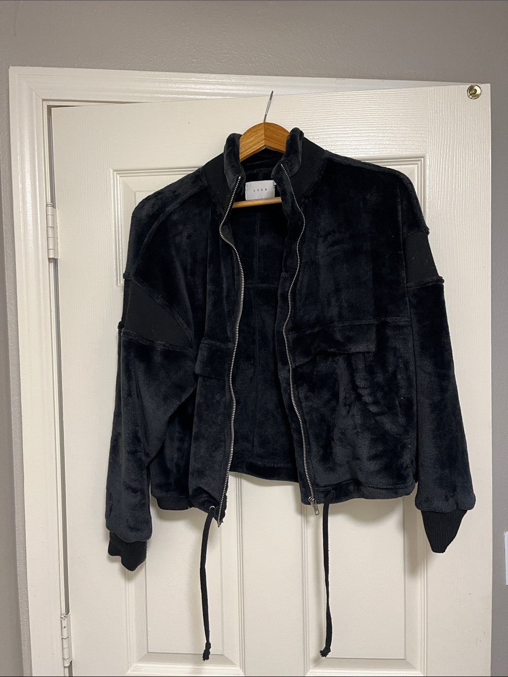 Lush Black Plush Zip-Up Teddy Jacket